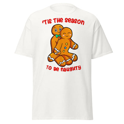 Naughty Gingerbread Christmas T-Shirt - Adult Humor Tee - White - T-Shirts Online