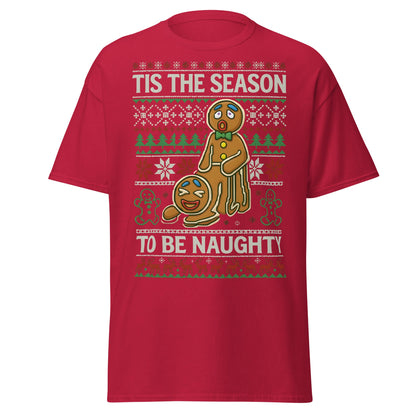 Naughty Gingerbread Men Ugly Christmas Sweater T-Shirt - Cardinal - T-Shirts Online