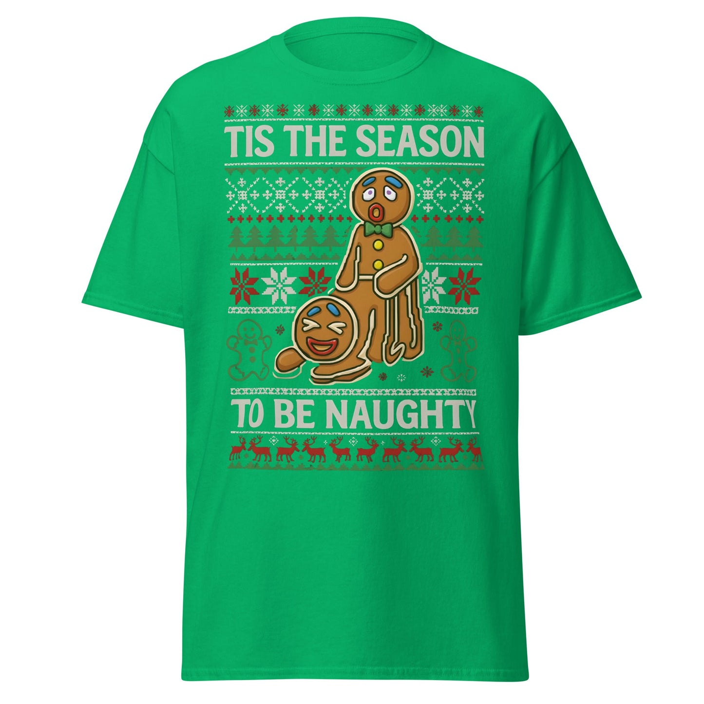 Naughty Gingerbread Men Ugly Christmas Sweater T-Shirt - Irish Green - T-Shirts Online