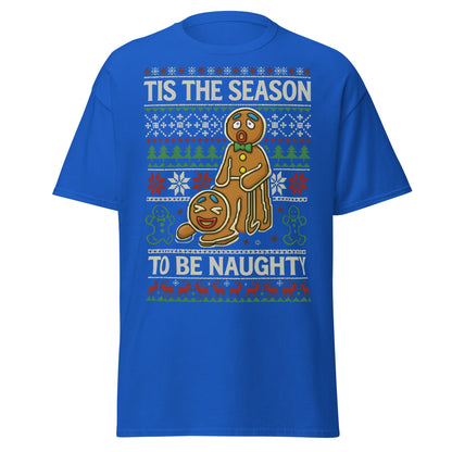 Naughty Gingerbread Men Ugly Christmas Sweater T-Shirt - Royal - T-Shirts Online