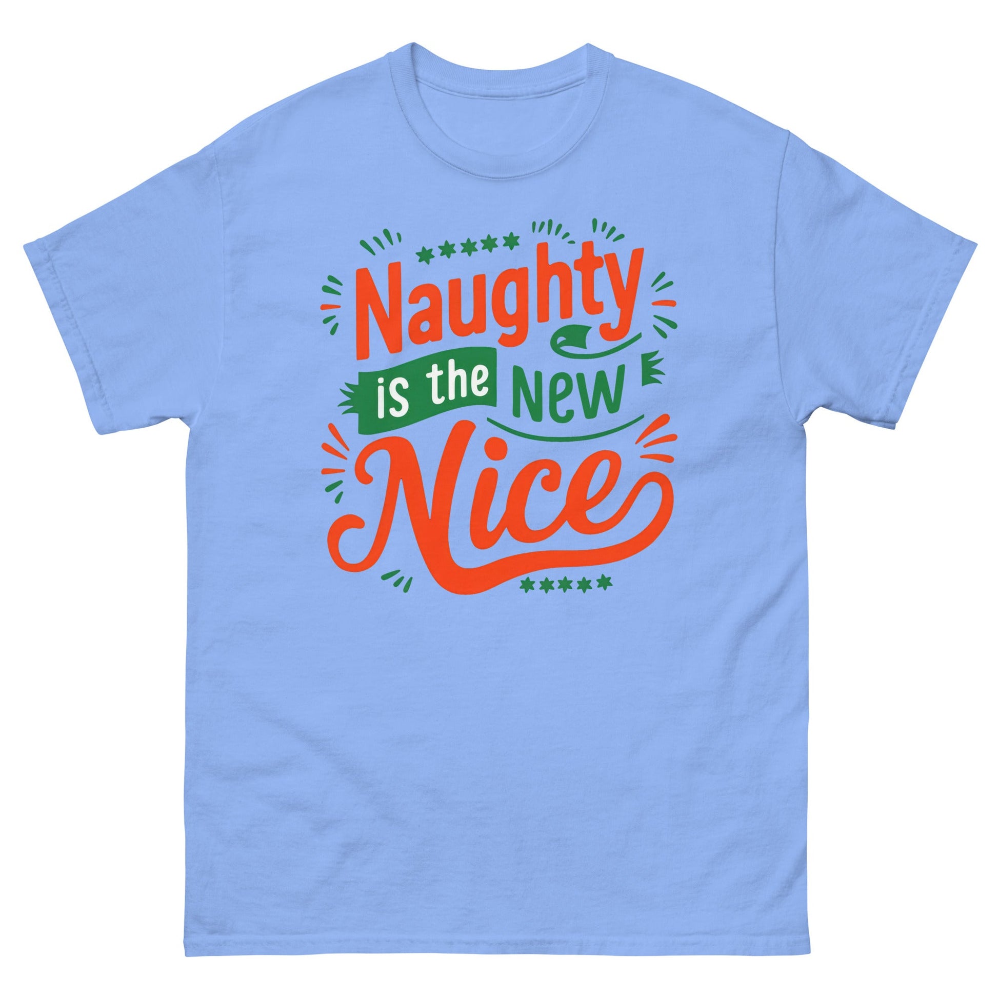 Naughty Is New Nice | Christmas T-Shirt - Carolina Blue - T-Shirts Online