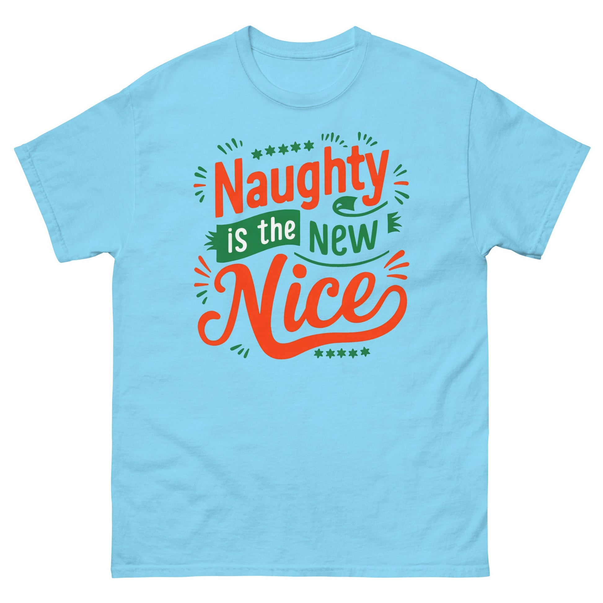 Naughty Is New Nice | Christmas T-Shirt - Sky - T-Shirts Online