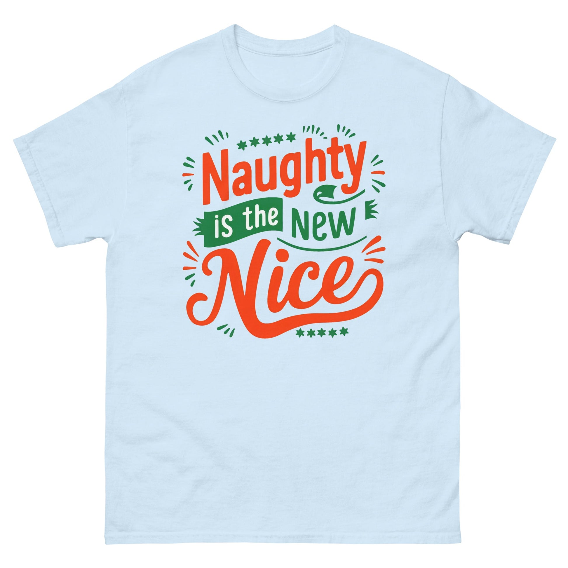 Naughty Is New Nice | Christmas T-Shirt - Light Blue - T-Shirts Online