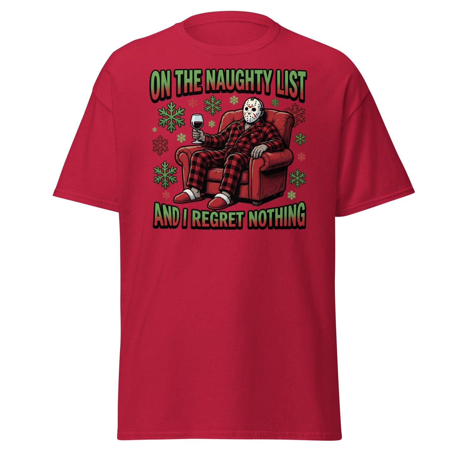 Naughty List Jason Voorhees Christmas T-Shirt - Cardinal - T-Shirts Online