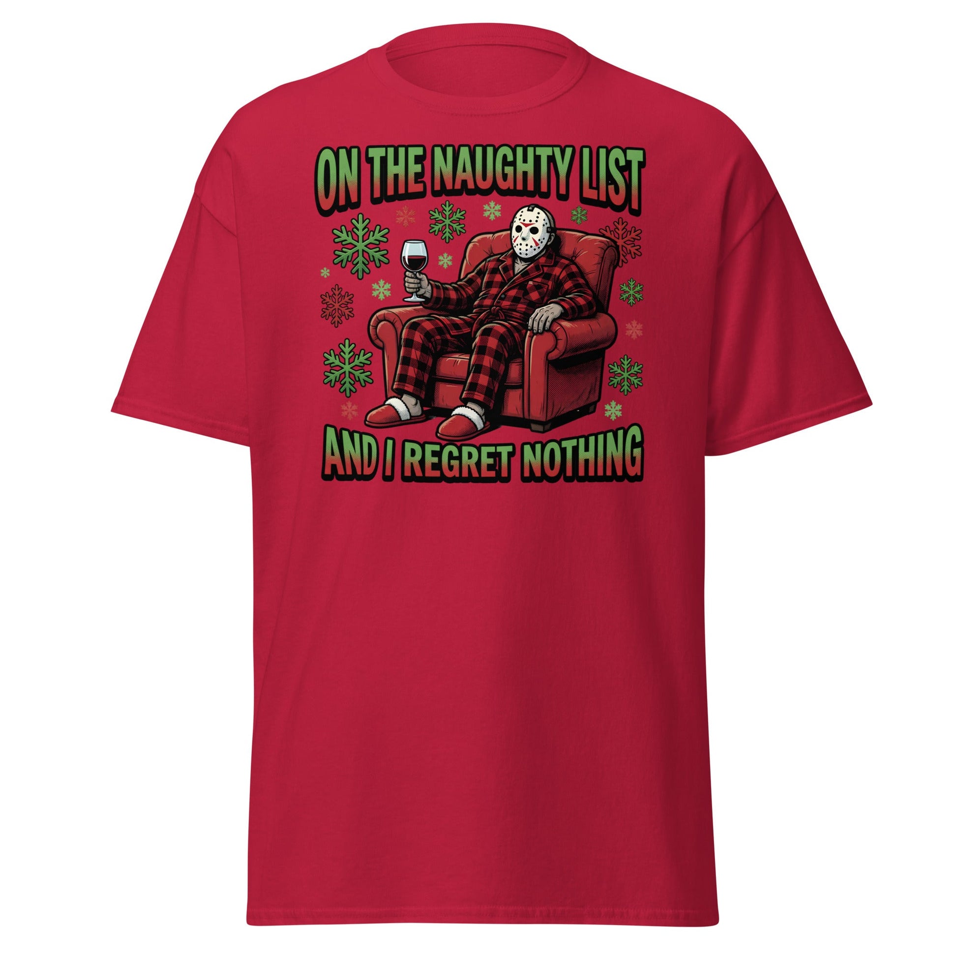 Naughty List Jason Voorhees Christmas T-Shirt - Cardinal - T-Shirts Online