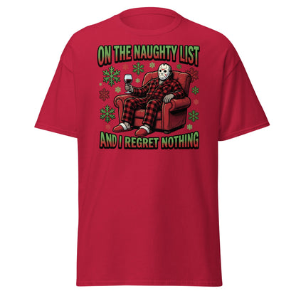 Naughty List Jason Voorhees Christmas T-Shirt - Cardinal - T-Shirts Online