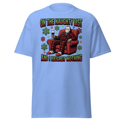 Naughty List Jason Voorhees Christmas T-Shirt - Carolina Blue - T-Shirts Online