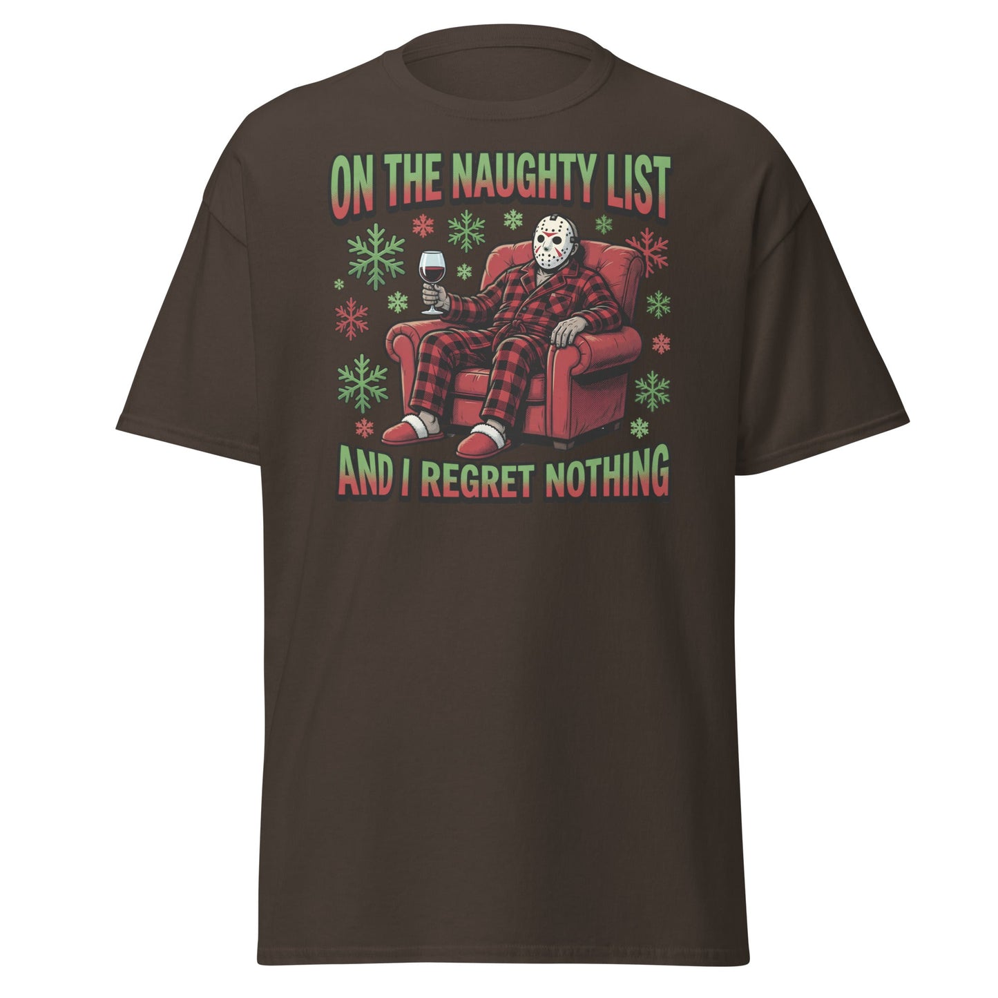 Naughty List Jason Voorhees Christmas T-Shirt - Dark Chocolate - T-Shirts Online