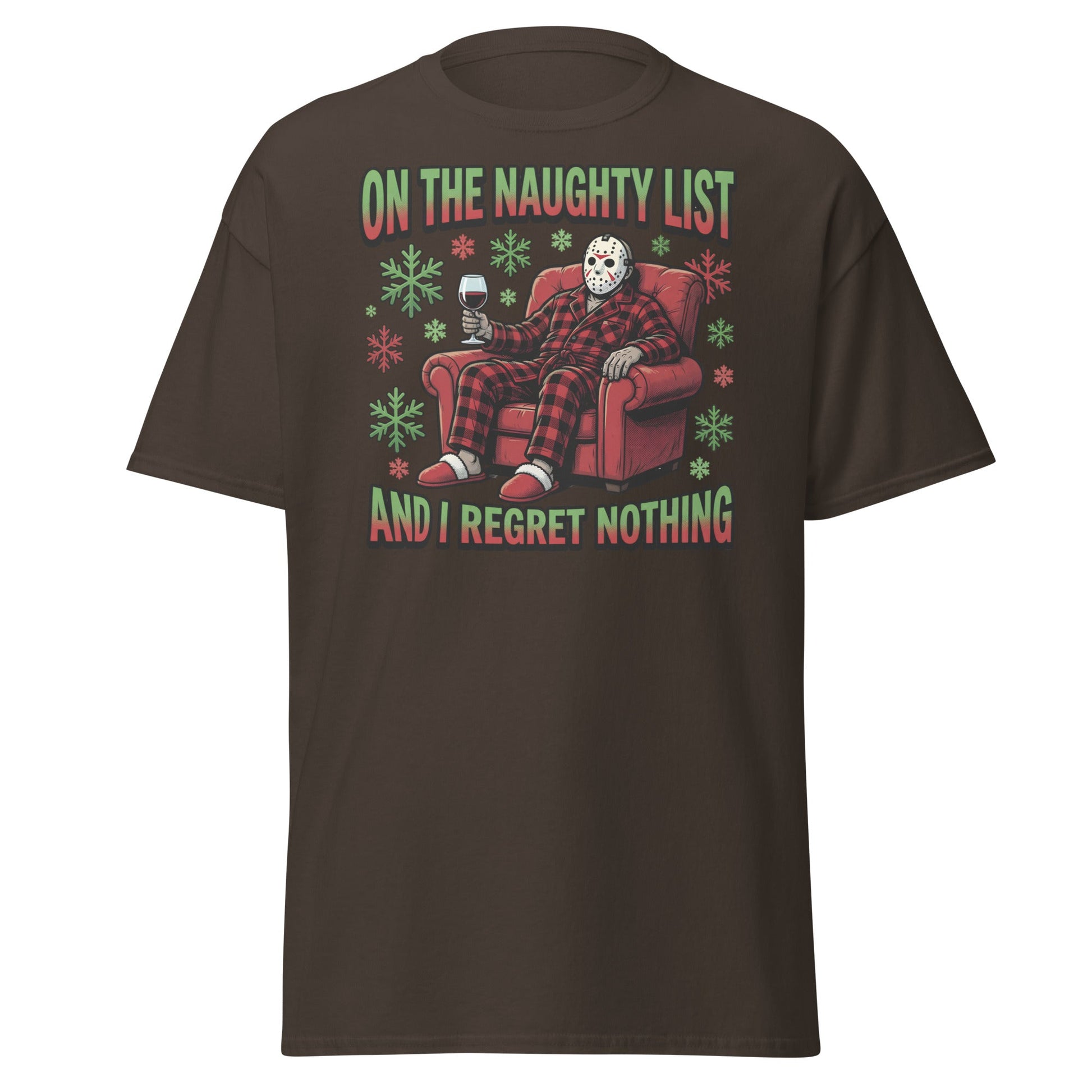 Naughty List Jason Voorhees Christmas T-Shirt - Dark Chocolate - T-Shirts Online