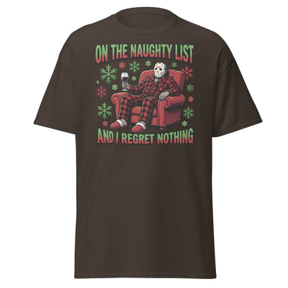 Naughty List Jason Voorhees Christmas T-Shirt - Dark Chocolate - T-Shirts Online