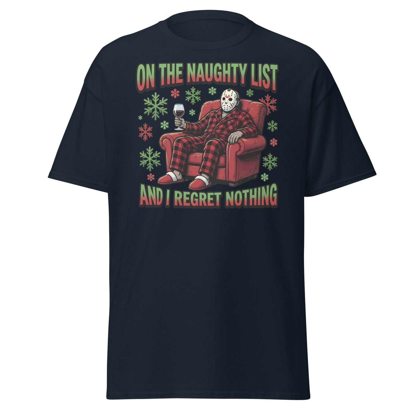 Naughty List Jason Voorhees Christmas T-Shirt - Navy - T-Shirts Online