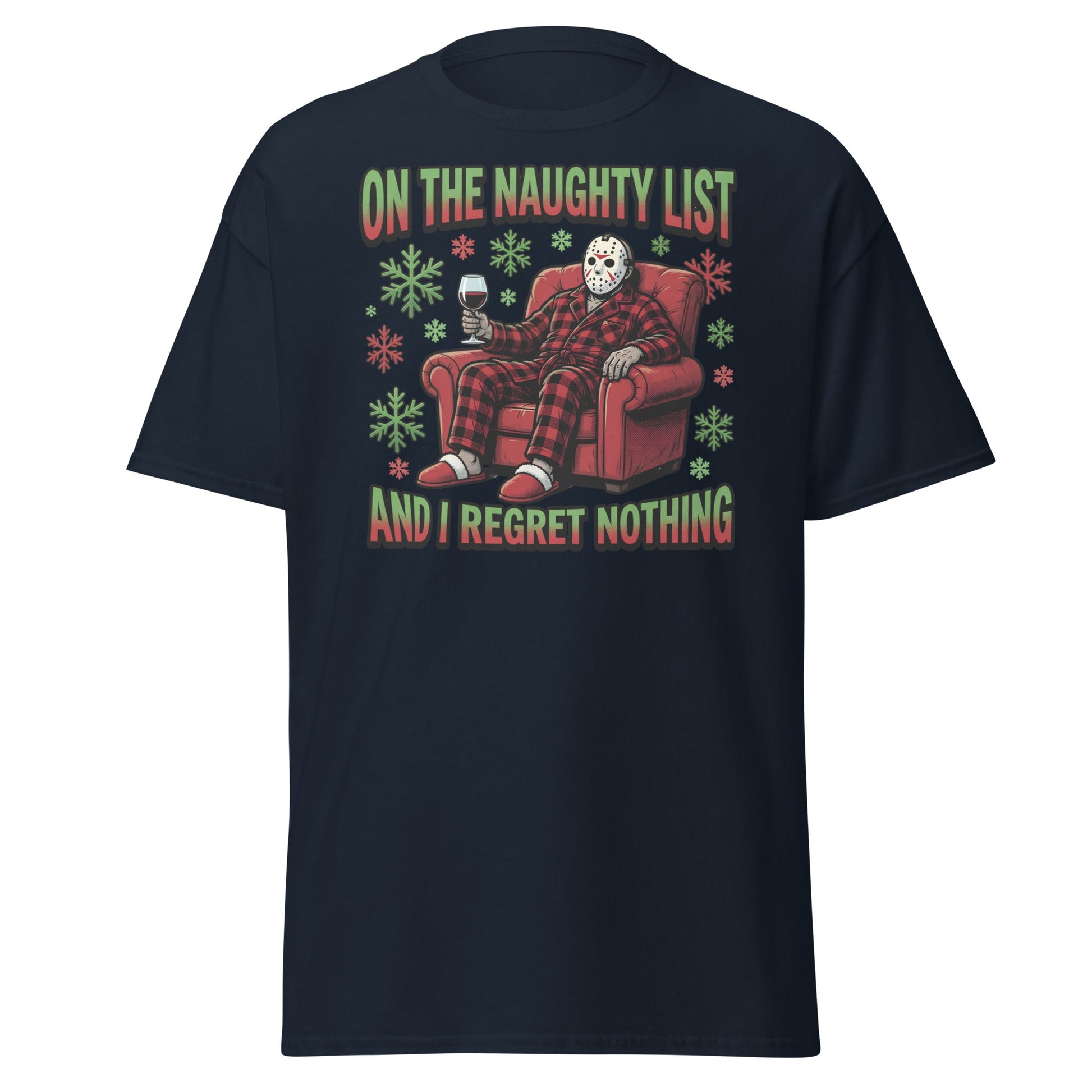 Naughty List Jason Voorhees Christmas T-Shirt - Navy - T-Shirts Online