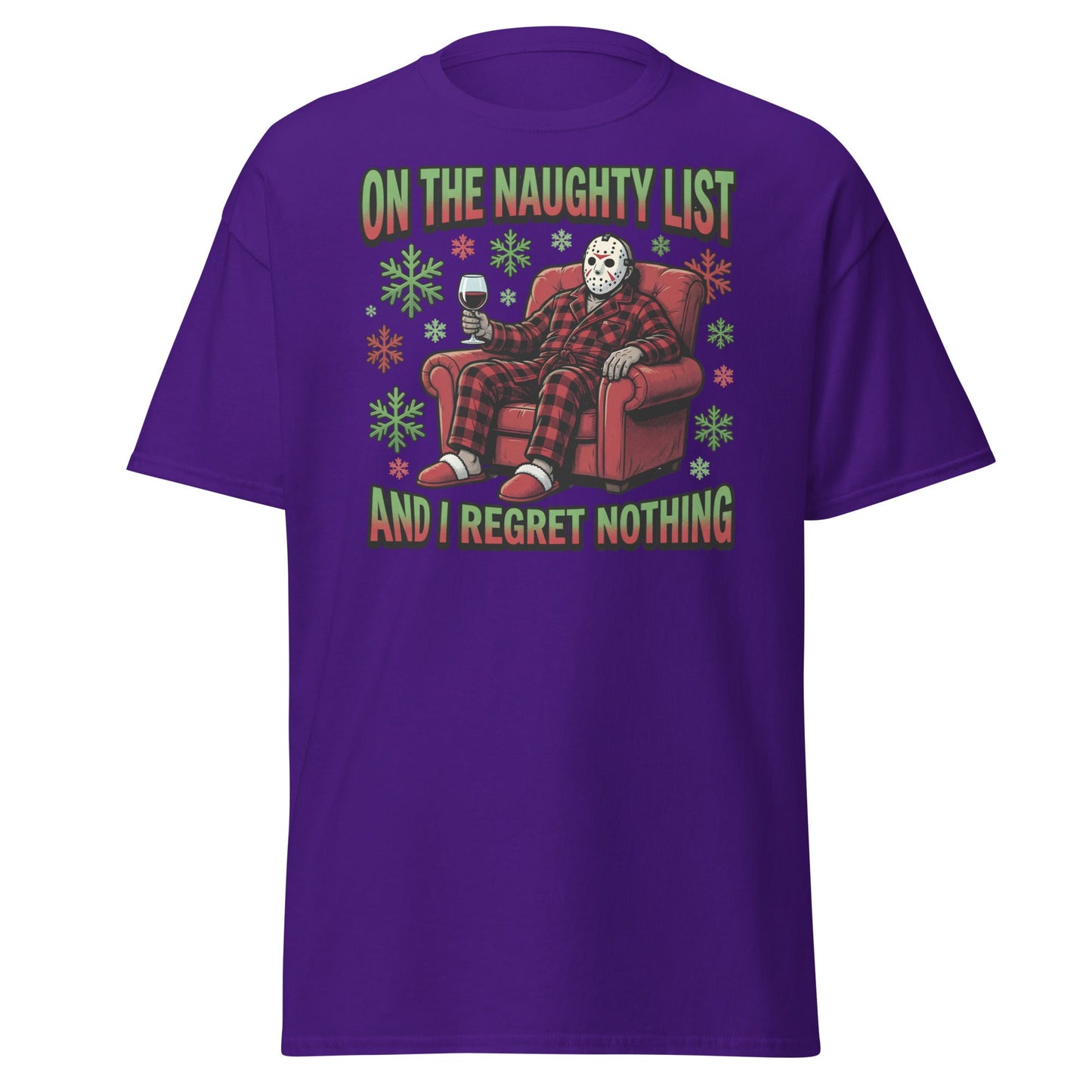 Naughty List Jason Voorhees Christmas T-Shirt - Purple - T-Shirts Online