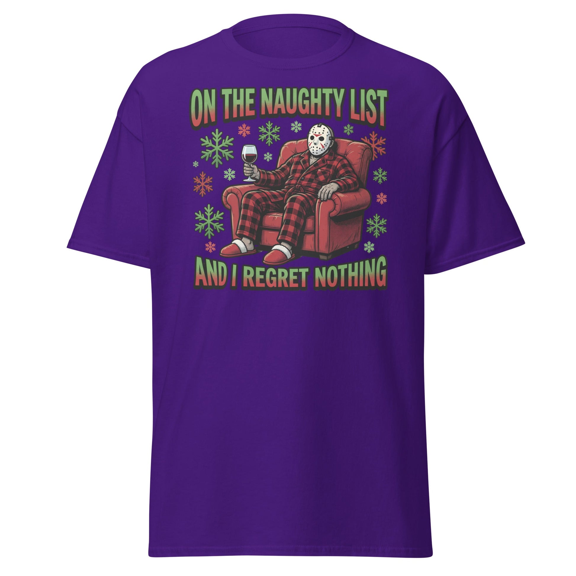 Naughty List Jason Voorhees Christmas T-Shirt - Purple - T-Shirts Online