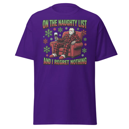 Naughty List Jason Voorhees Christmas T-Shirt - Purple - T-Shirts Online