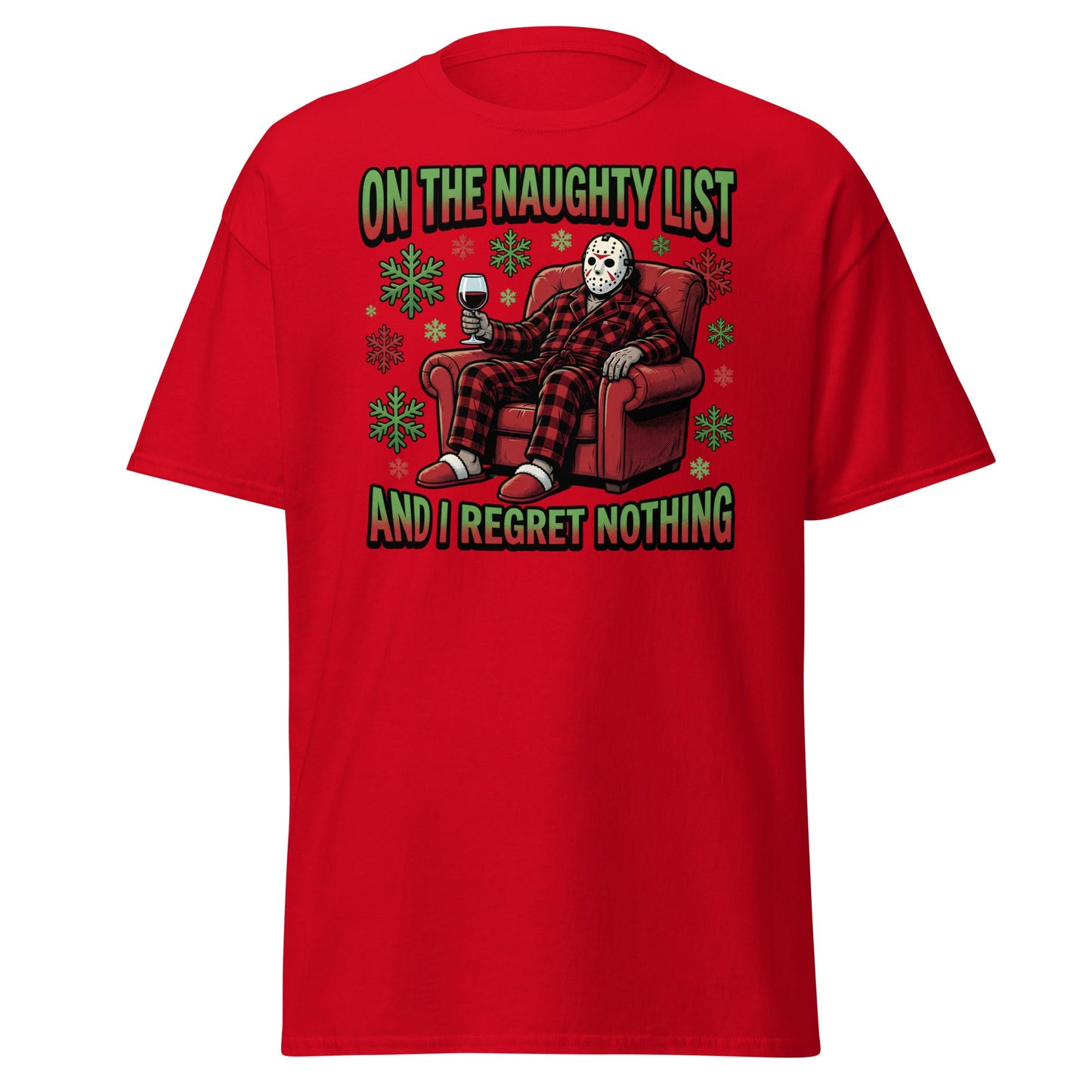 Naughty List Jason Voorhees Christmas T-Shirt - Red - T-Shirts Online