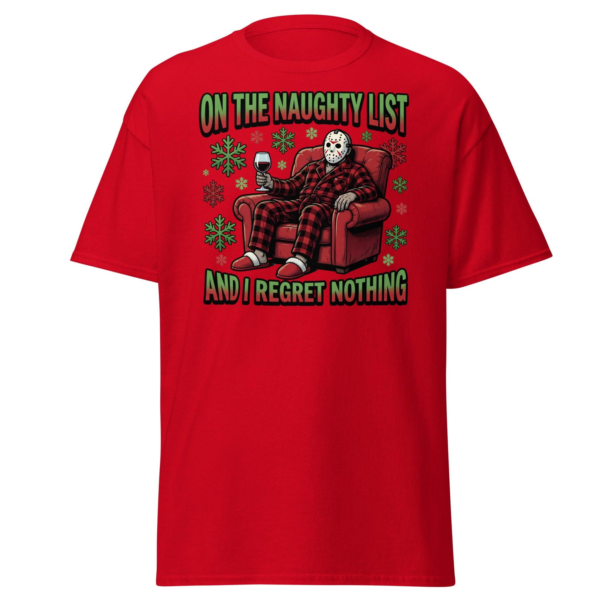 Naughty List Jason Voorhees Christmas T-Shirt - Red - T-Shirts Online