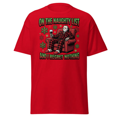 Naughty List Jason Voorhees Christmas T-Shirt - Red - T-Shirts Online