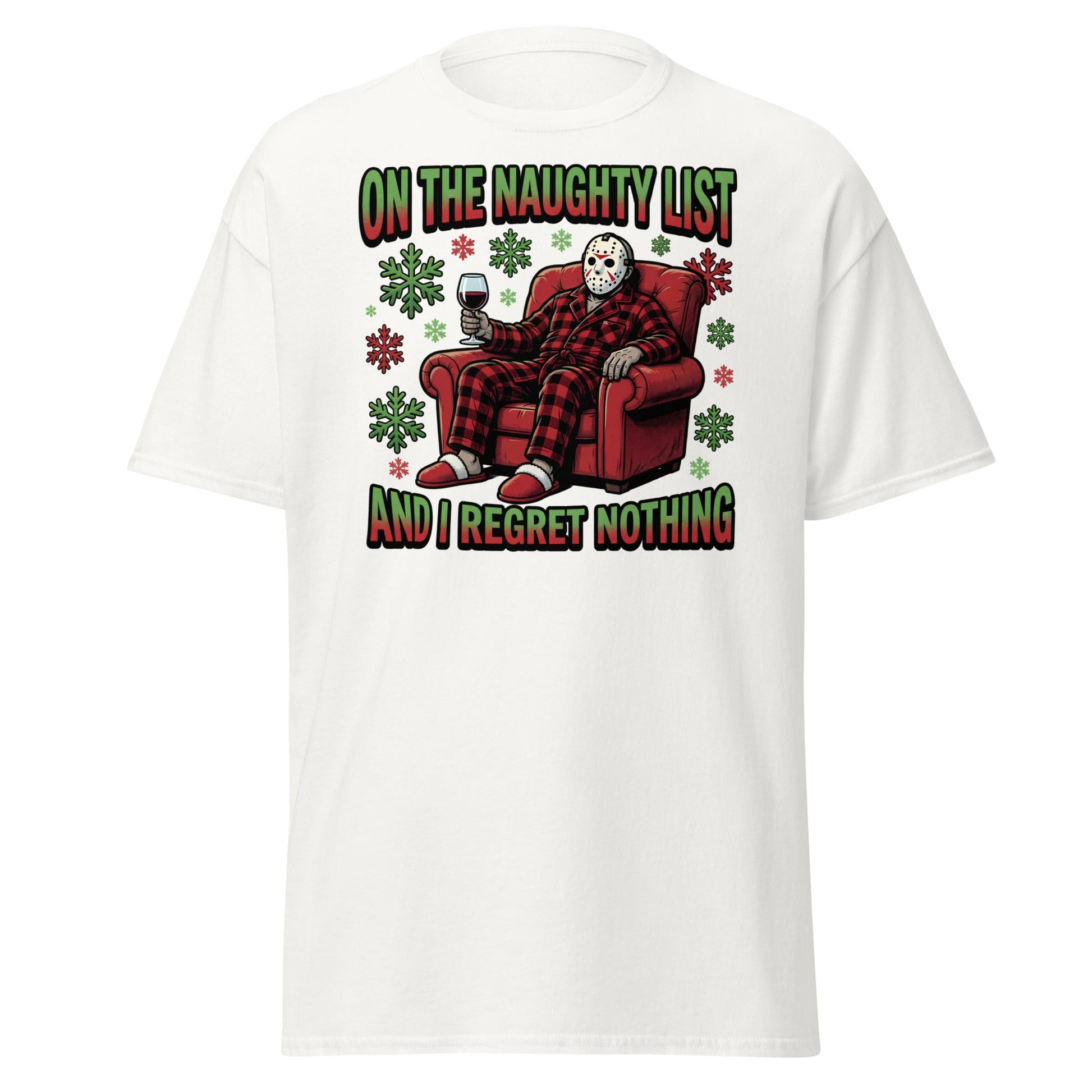 Naughty List Jason Voorhees Christmas T-Shirt - White - T-Shirts Online