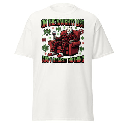 Naughty List Jason Voorhees Christmas T-Shirt - White - T-Shirts Online