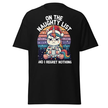 Naughty List Unicorn T-Shirt - Funny Grumpy Christmas Tee - Black - T-Shirts Online