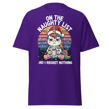 Naughty List Unicorn T-Shirt - Funny Grumpy Christmas Tee - Purple - T-Shirts Online