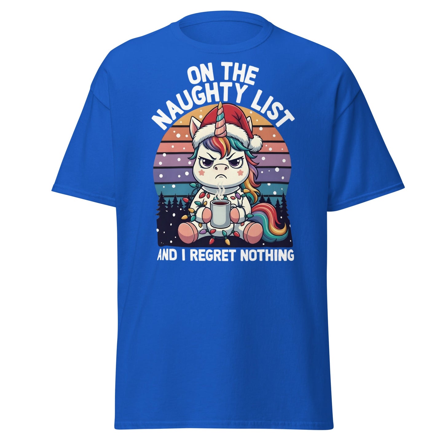 Naughty List Unicorn T-Shirt - Funny Grumpy Christmas Tee - Royal - T-Shirts Online