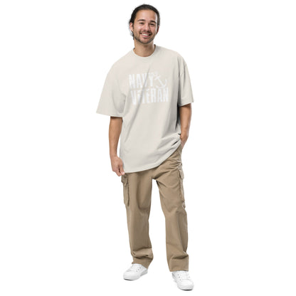 Navy Veteran T-Shirt | Oversized Faded Military Tee - Faded Black - T-Shirts Online