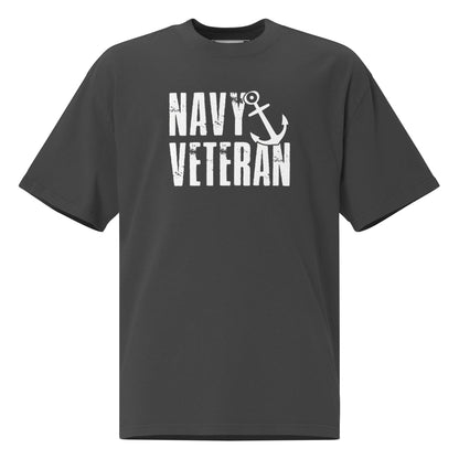 Navy Veteran T-Shirt | Oversized Faded Military Tee - Faded Black - T-Shirts Online
