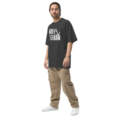 Navy Veteran T-Shirt | Oversized Faded Military Tee - Faded Black - T-Shirts Online