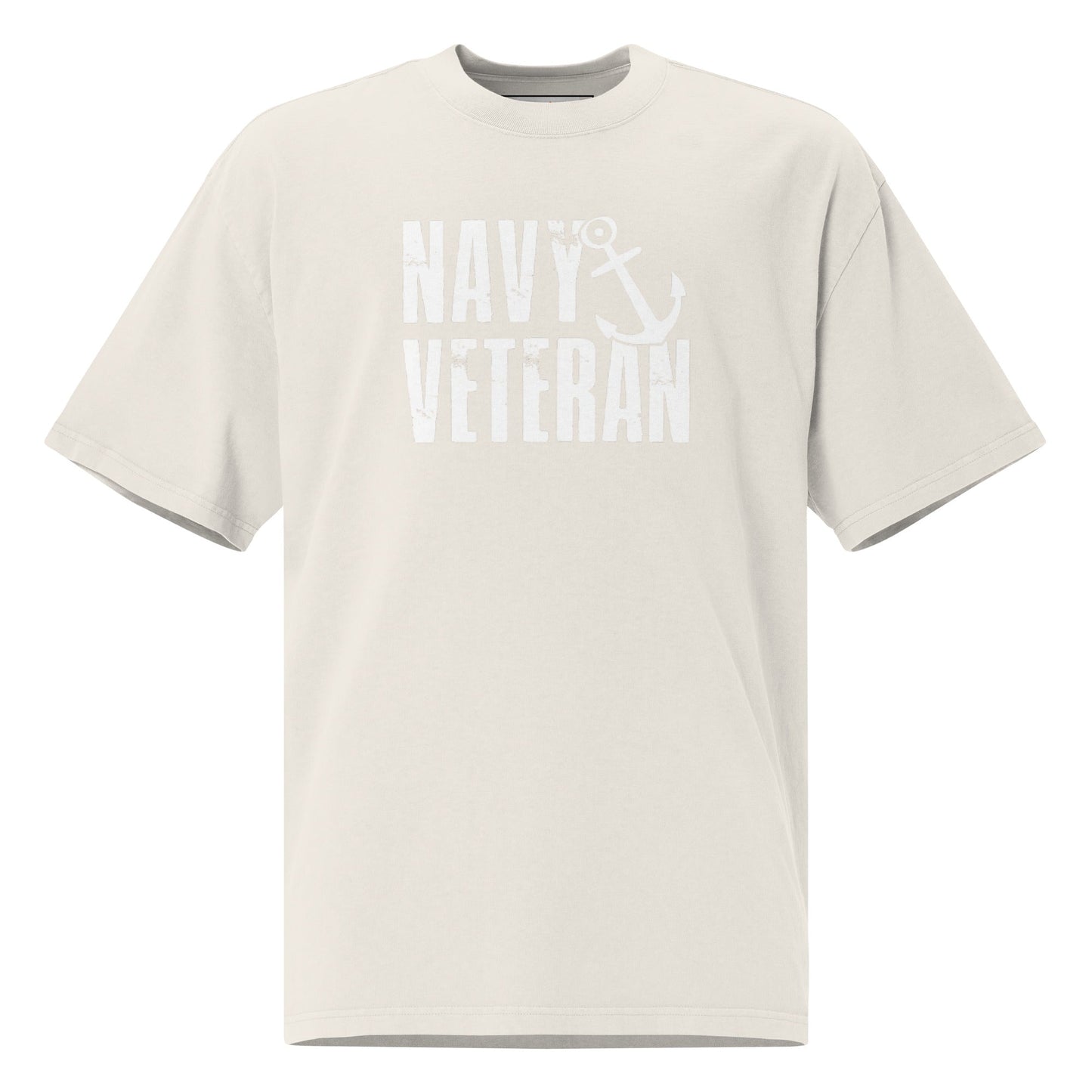 Navy Veteran T-Shirt | Oversized Faded Military Tee - Faded Bone - T-Shirts Online