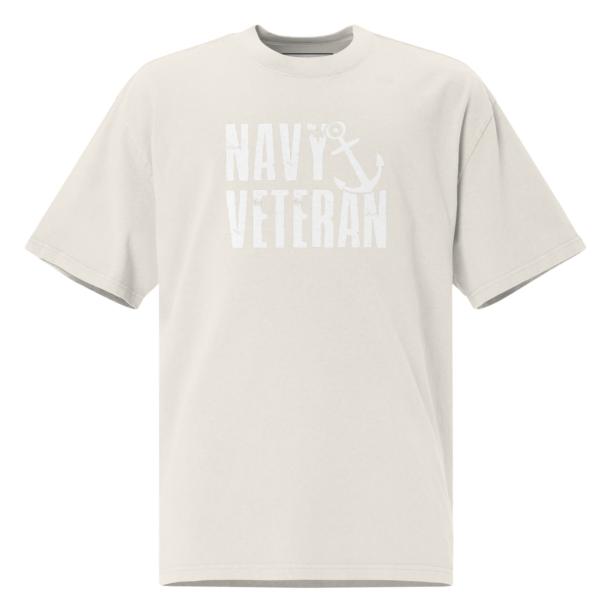 Navy Veteran T-Shirt | Oversized Faded Military Tee - Faded Bone - T-Shirts Online