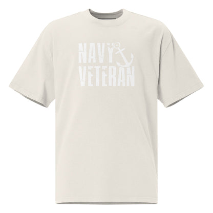 Navy Veteran T-Shirt | Oversized Faded Military Tee - Faded Bone - T-Shirts Online