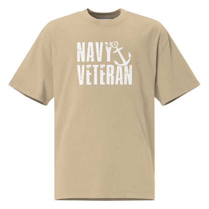 Navy Veteran T-Shirt | Oversized Faded Military Tee - Faded Khaki - T-Shirts Online