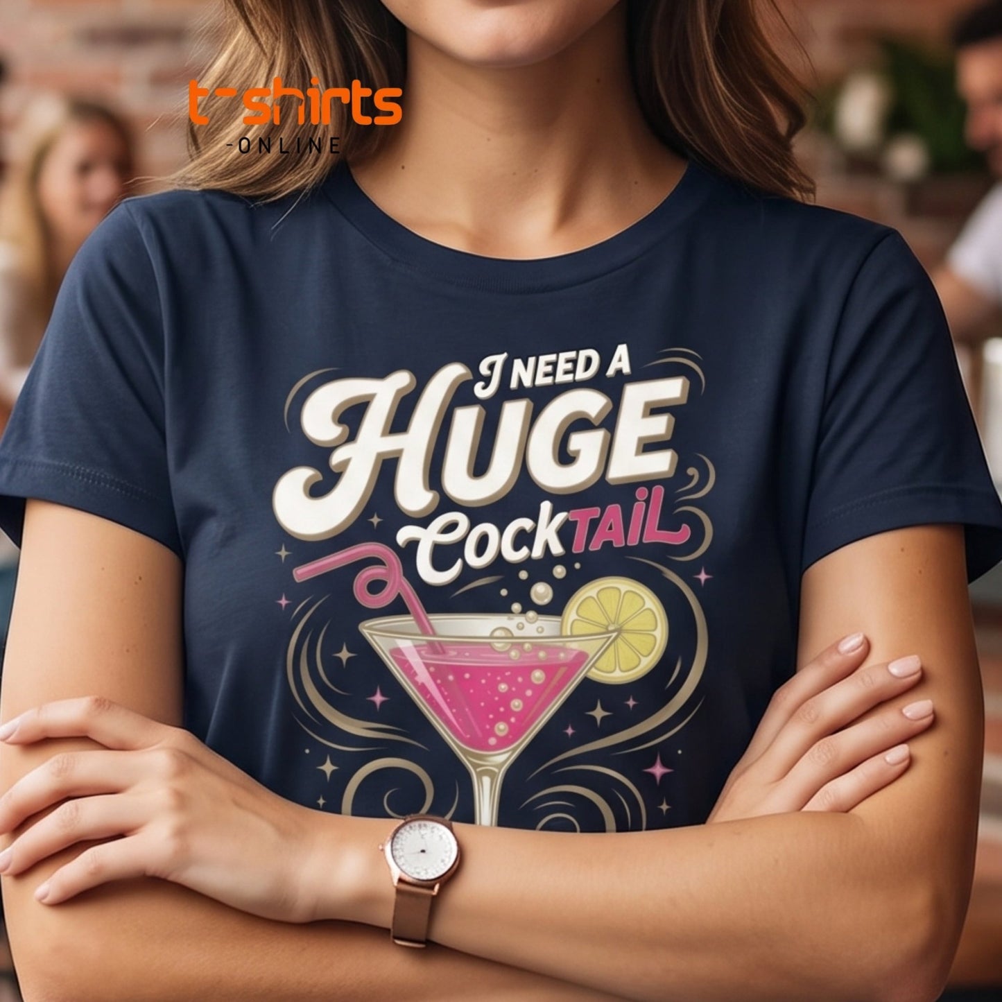 Need A Huge Cocktail T-Shirt - Funny Drink Pun Tee - Maroon - T-Shirts Online