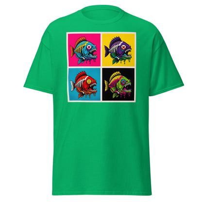 Neon Zombie Fish Pop Art T-Shirt | Edgy Undead Streetwear - Navy - T-Shirts Online