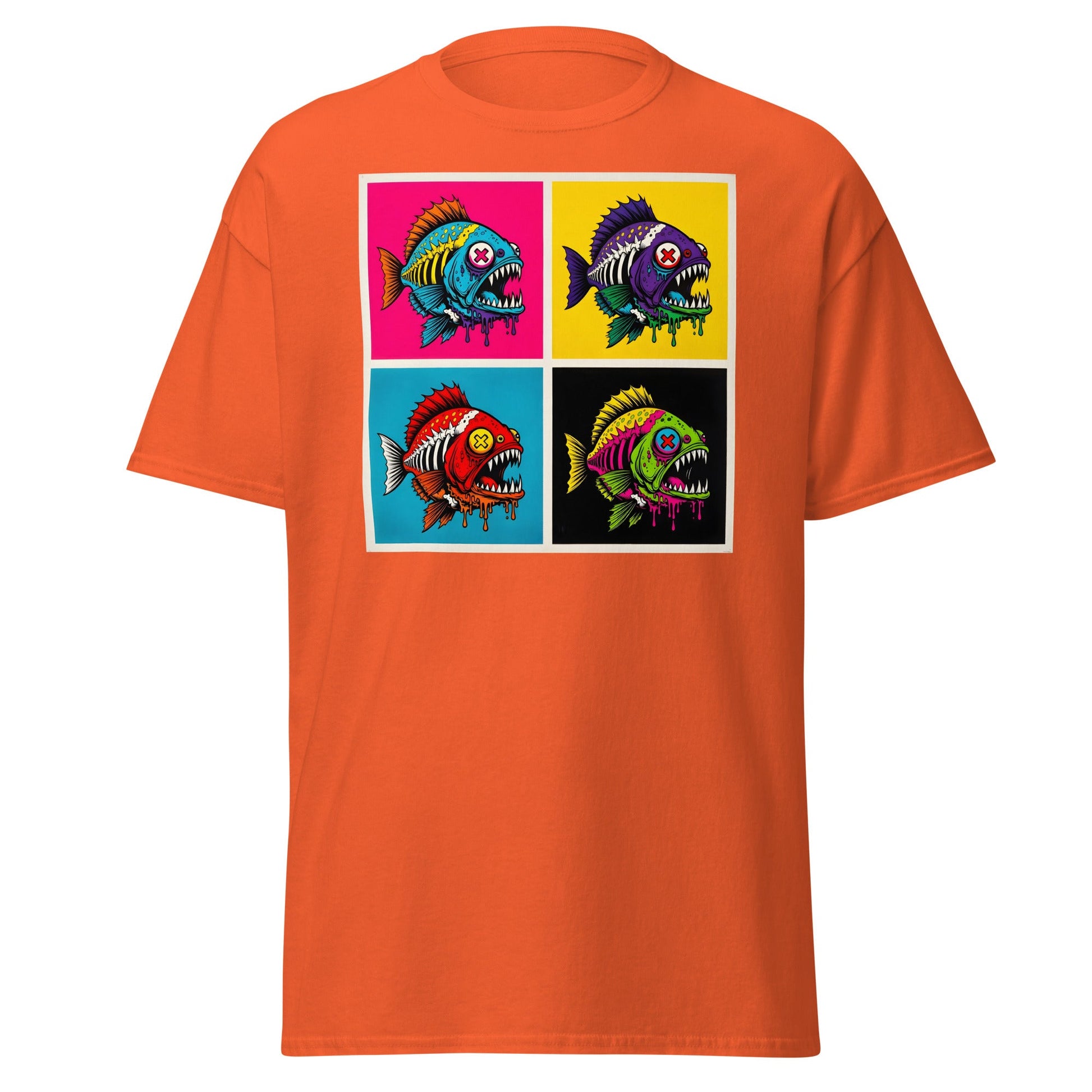 Neon Zombie Fish Pop Art T-Shirt | Edgy Undead Streetwear - Navy - T-Shirts Online