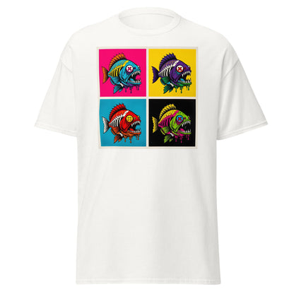 Neon Zombie Fish Pop Art T-Shirt | Edgy Undead Streetwear - Navy - T-Shirts Online