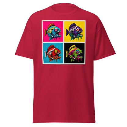 Neon Zombie Fish Pop Art T-Shirt | Edgy Undead Streetwear - Navy - T-Shirts Online
