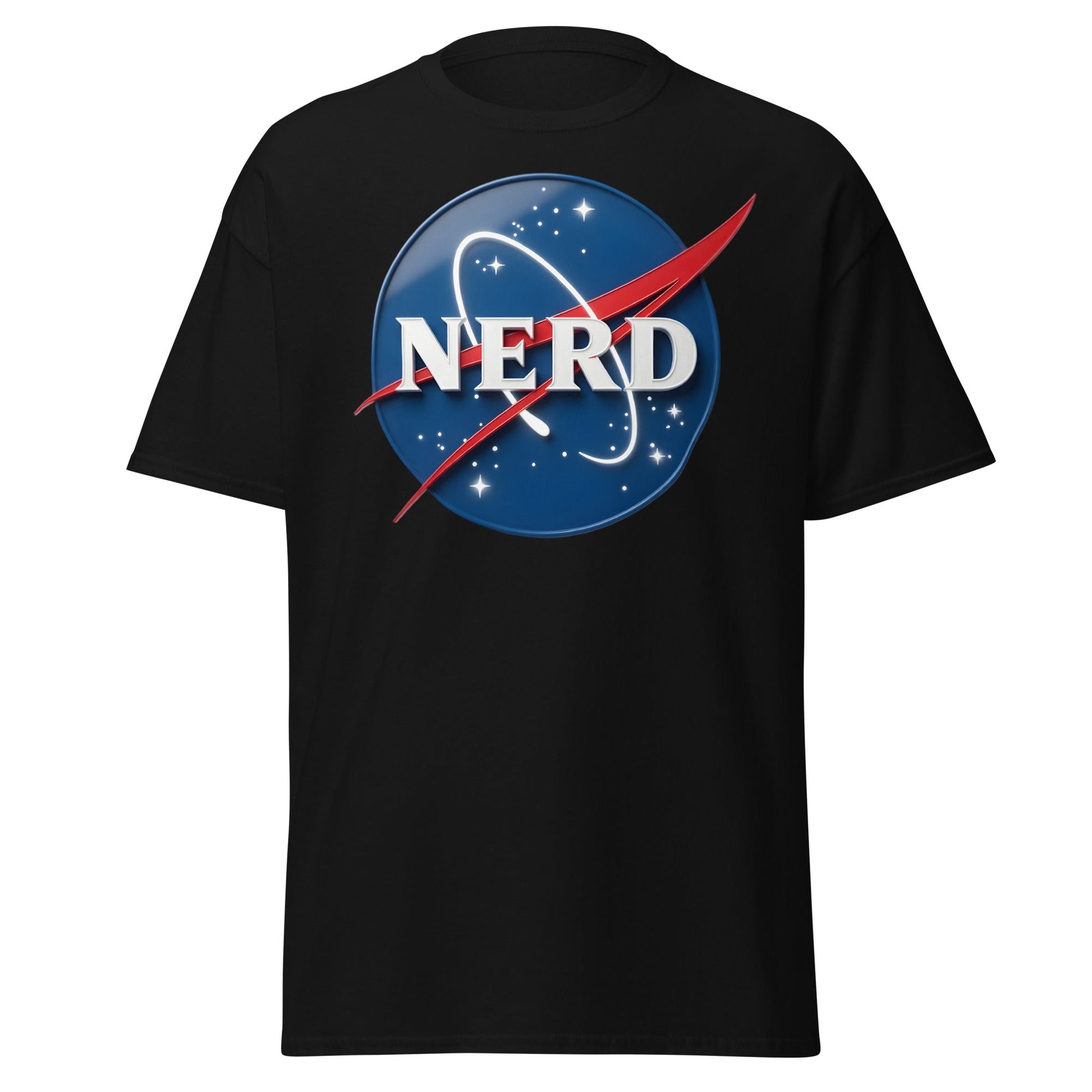 NERD NASA Parody T-Shirt - Shiny Space Geek Graphic Tee - Black - T-Shirts Online