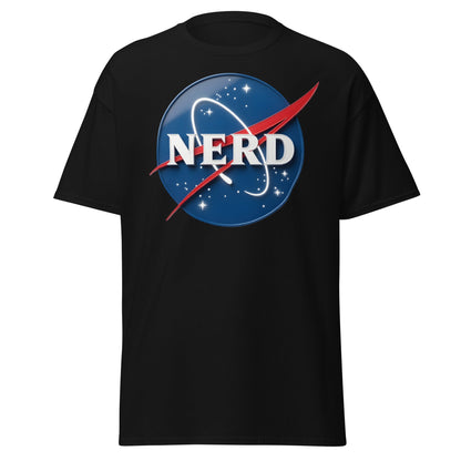 NERD NASA Parody T-Shirt - Shiny Space Geek Graphic Tee - Black - T-Shirts Online