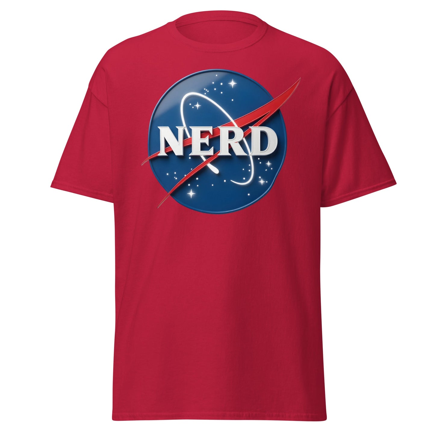 NERD NASA Parody T-Shirt - Shiny Space Geek Graphic Tee - Cardinal - T-Shirts Online