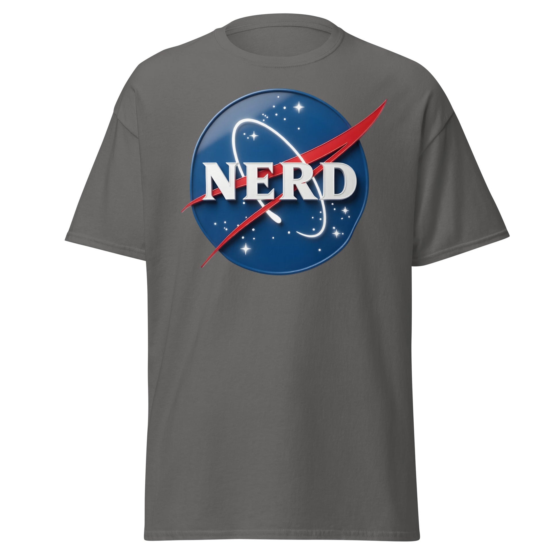 NERD NASA Parody T-Shirt - Shiny Space Geek Graphic Tee - Charcoal - T-Shirts Online