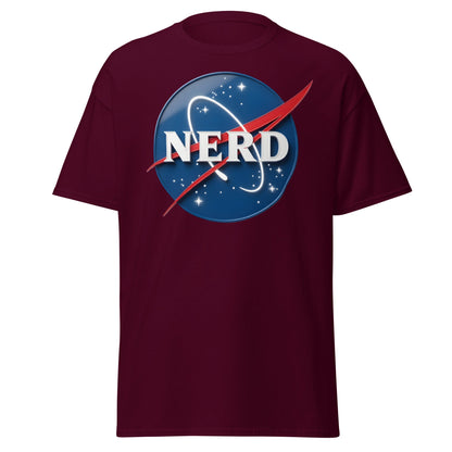 NERD NASA Parody T-Shirt - Shiny Space Geek Graphic Tee - Maroon - T-Shirts Online