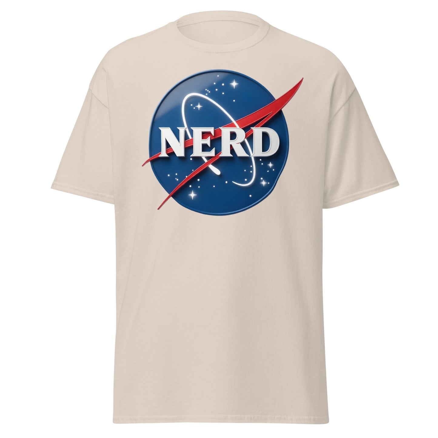 NERD NASA Parody T-Shirt - Shiny Space Geek Graphic Tee - Natural - T-Shirts Online