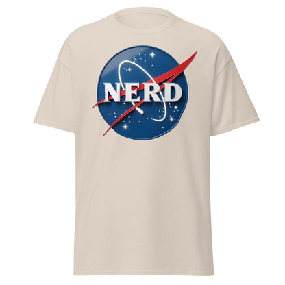 NERD NASA Parody T-Shirt - Shiny Space Geek Graphic Tee - Natural - T-Shirts Online