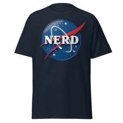 NERD NASA Parody T-Shirt - Shiny Space Geek Graphic Tee - Navy - T-Shirts Online