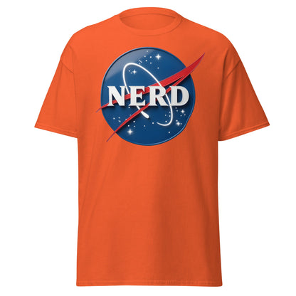 NERD NASA Parody T-Shirt - Shiny Space Geek Graphic Tee - Orange - T-Shirts Online