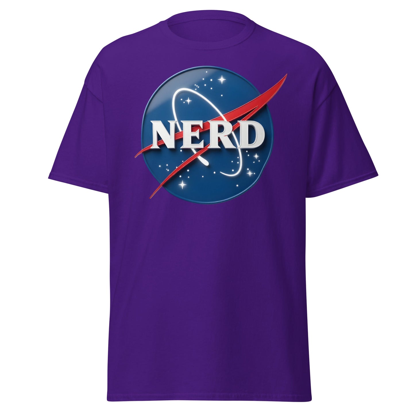 NERD NASA Parody T-Shirt - Shiny Space Geek Graphic Tee - Purple - T-Shirts Online