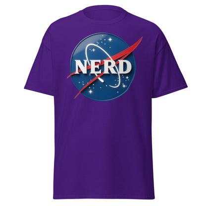 NERD NASA Parody T-Shirt - Shiny Space Geek Graphic Tee - Purple - T-Shirts Online